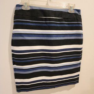 NWT Banana Republic Black, Blue & White Striped Pencil Knee-length Skirt